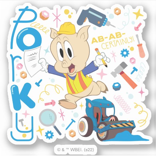 BUGS BUNNY BUILDERS™| Porky Pig Work Tools シール (正面)