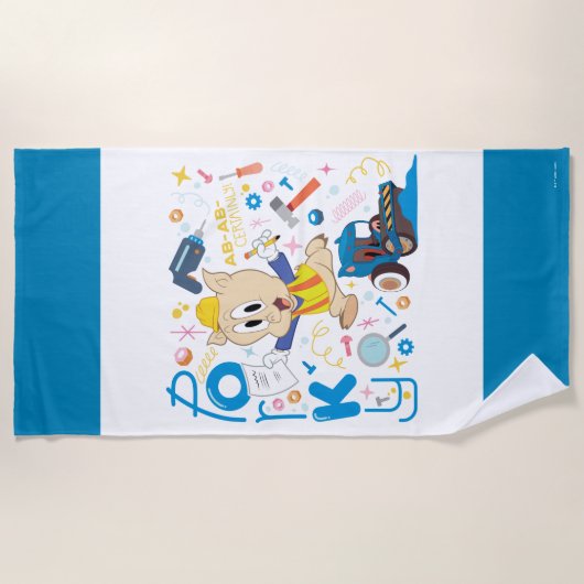 BUGS BUNNY BUILDERS™| Porky Pig Work Tools ビーチタオル (正面)