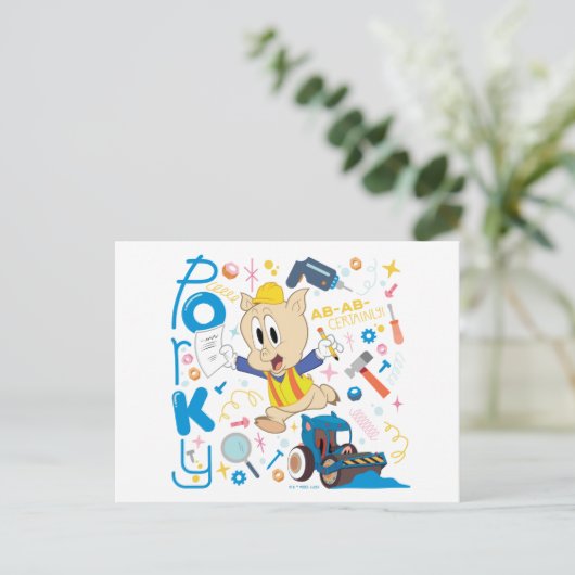 BUGS BUNNY BUILDERS™| Porky Pig Work Tools ポストカード (スタンド正面)