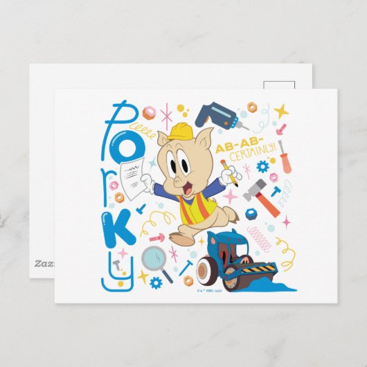BUGS BUNNY BUILDERS™| Porky Pig Work Tools ポストカード (正面/裏面)