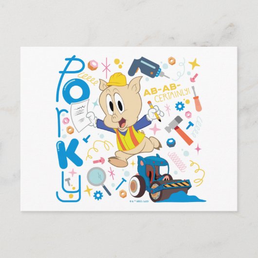 BUGS BUNNY BUILDERS™| Porky Pig Work Tools ポストカード (正面)