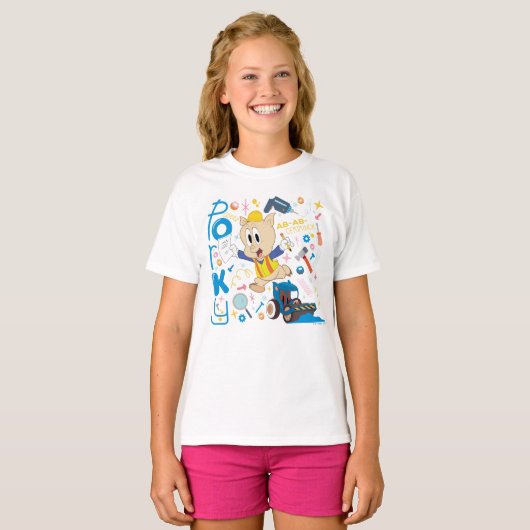 BUGS BUNNY BUILDERS™| Porky Pig Work Tools Tシャツ (正面フル)