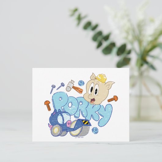 BUGS BUNNY BUILDERS™| Porky Sketch Art ポストカード (スタンド正面)