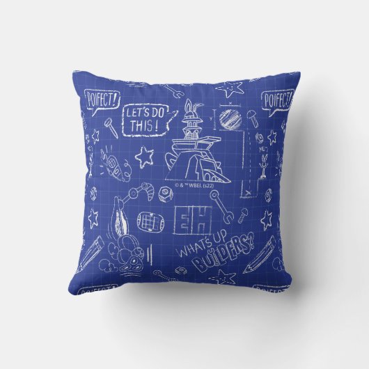 BUGS BUNNY BUILDERS™| Sketch Blueprint Pattern クッション (裏面)