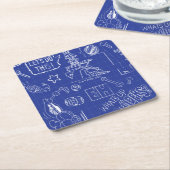 BUGS BUNNY BUILDERS™| Sketch Blueprint Pattern スクエアペーパーコースター (アングル)
