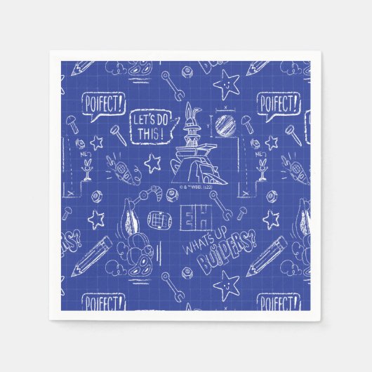 BUGS BUNNY BUILDERS™| Sketch Blueprint Pattern スタンダードカクテルナプキン (正面)