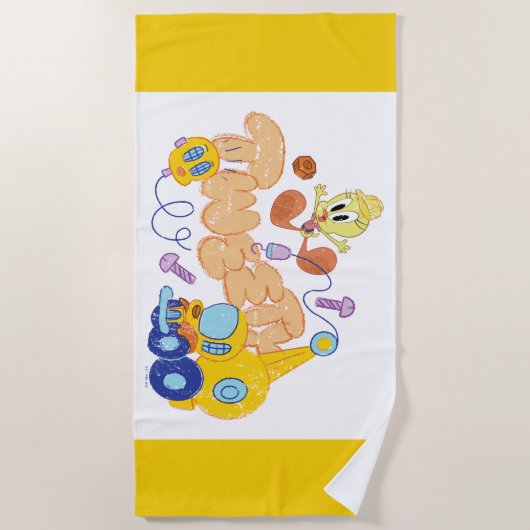 BUGS BUNNY BUILDERS™| TWEETY™ Sketch Art ビーチタオル (正面)