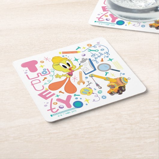 BUGS BUNNY BUILDERS™| TWEETY™ Work Tools スクエアペーパーコースター (アングル)