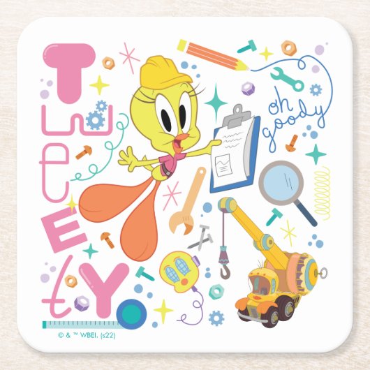 BUGS BUNNY BUILDERS™| TWEETY™ Work Tools スクエアペーパーコースター (正面)