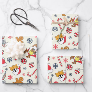 BUGS BUNNY™、DAFFY DUCK™ & ローラのクリスマスパターン ラッピングペーパーシート