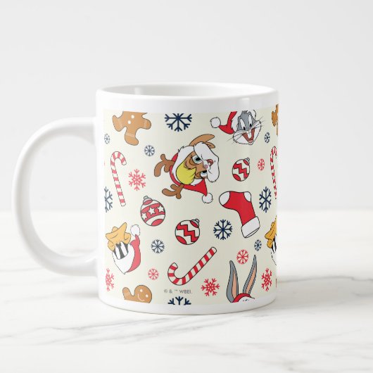 BUGS BUNNY™、DAFFY DUCK™ & ローラ・クリスマスパターン ジャンボコーヒーマグカップ (左)