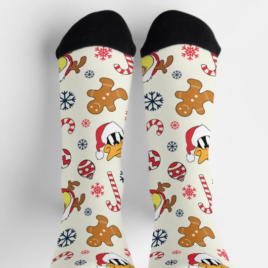BUGS BUNNY™、DAFFY DUCK™ & ローラ・クリスマスパターン ソックス (上部)