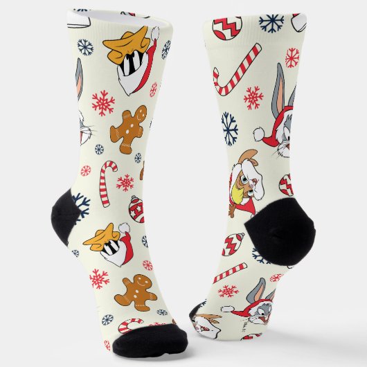 BUGS BUNNY™、DAFFY DUCK™ & ローラ・クリスマスパターン ソックス (傾斜あり)