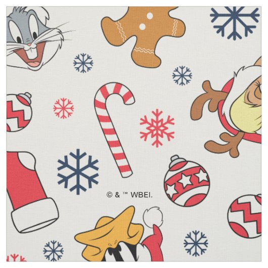 BUGS BUNNY™、DAFFY DUCK™ & ローラ・クリスマスパターン ファブリック (見本)