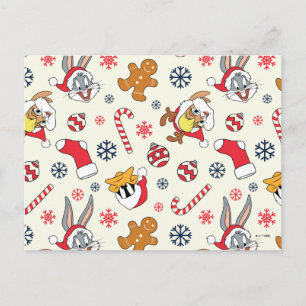BUGS BUNNY™、DAFFY DUCK™ & ローラ・クリスマスパターン ポストカード