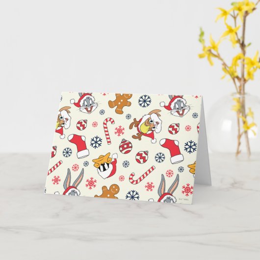 BUGS BUNNY™, DAFFY DUCK™ & Lola Christmas Pattern カード (黄色い花)