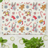 BUGS BUNNY™, DAFFY DUCK™ & Lola Christmas Pattern キッチンタオル (折り畳み)
