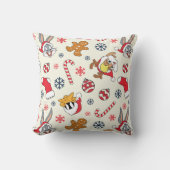 BUGS BUNNY™, DAFFY DUCK™ & Lola Christmas Pattern クッション (正面)