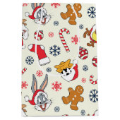 BUGS BUNNY™, DAFFY DUCK™ & Lola Christmas Pattern ミディアムペーパーバッグ (正面)