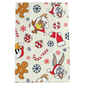 BUGS BUNNY™, DAFFY DUCK™ & Lola Christmas Pattern ミディアムペーパーバッグ (裏面)