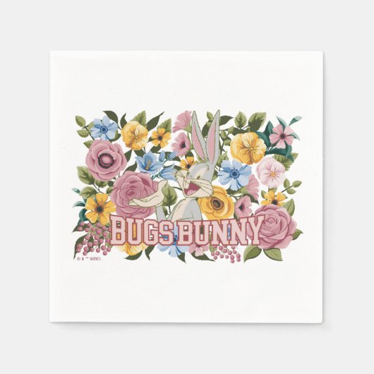 BUGS BUNNY™ Floral Embroidery Graphic スタンダードカクテルナプキン (正面)