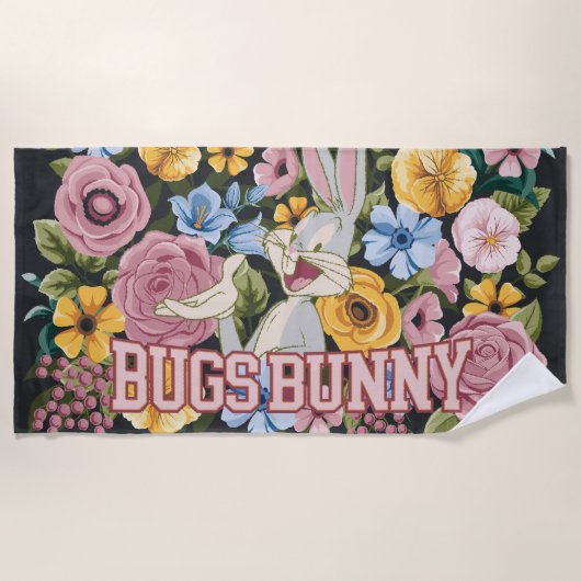 BUGS BUNNY™ Floral Embroidery Graphic ビーチタオル (正面)