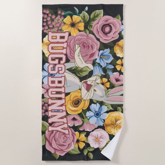 BUGS BUNNY™ Floral Embroidery Graphic ビーチタオル (正面)