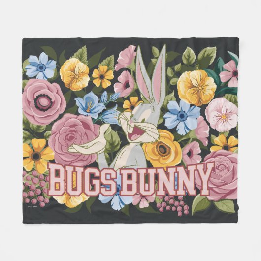 BUGS BUNNY™ Floral Embroidery Graphic フリースブランケット (正面(横))
