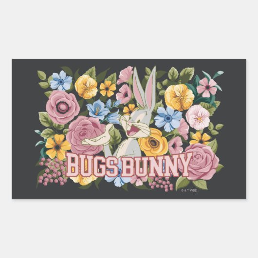 BUGS BUNNY™ Floral Embroidery Graphic 長方形シール (正面)