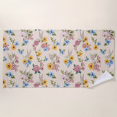 BUGS BUNNY™ Floral Embroidery Pattern ビーチタオル (正面)