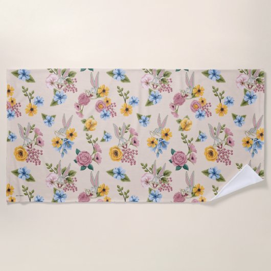 BUGS BUNNY™ Floral Embroidery Pattern ビーチタオル (正面)
