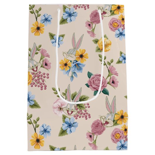 BUGS BUNNY™ Floral Embroidery Pattern ミディアムペーパーバッグ (裏面)