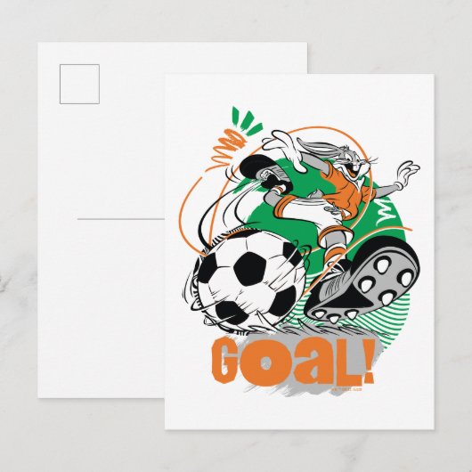 BUGS BUNNY™ Kicking Soccer Goal ポストカード (正面/裏面)