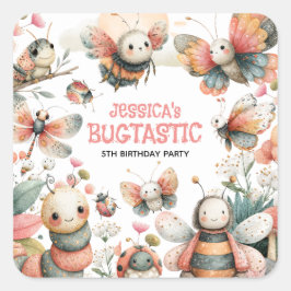 BUGTASTIC Insects Whimsical Bugs Kids' Birthday スクエアシール