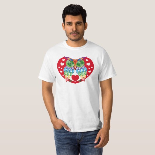 Búho colorido, amor tシャツ (正面フル)