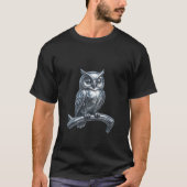 Búho Cromado Plateado – Estilo Gótico y Futurista Tシャツ (正面)