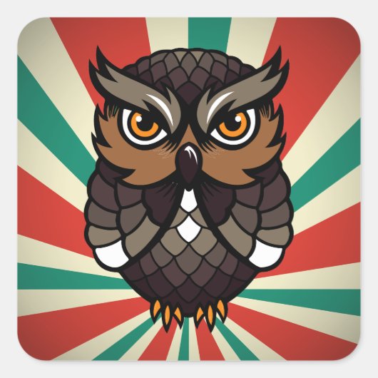 Búho De La Suerte スクエアシール (正面)