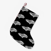 Buick Rivieraの白黒1967年のポップアート スモールクリスマスストッキング (正面 (吊り時))