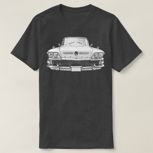 Buick Riviera 1950sアメリカクラシックモノクロ Tシャツ (デザイン正面)