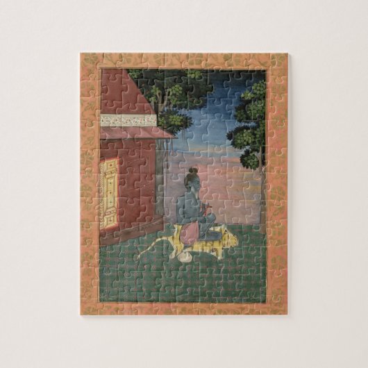 builの外のトラの皮で着席する老化させた禁欲主義者 ジグソーパズル (縦)