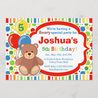 Build A Bear少年の誕生日パーティー招待状 招待状