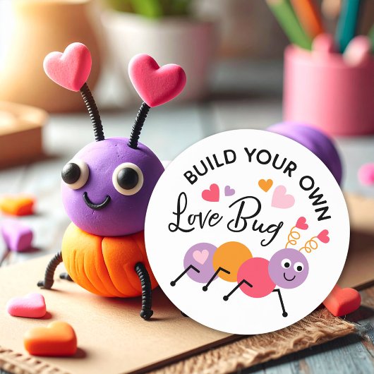 Build a Love Bug Playdough Valentine Label ラウンドシール