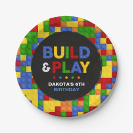 Build & Bricks Boy遊誕生日紙プレート ペーパープレート