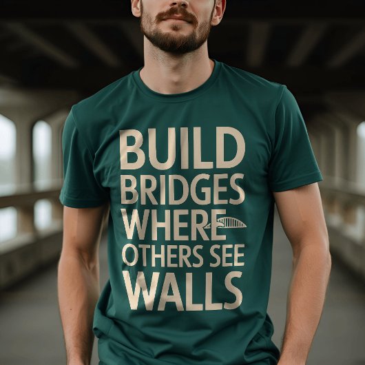 Build Bridges:クリエイティブタイポグラフィ Tシャツ