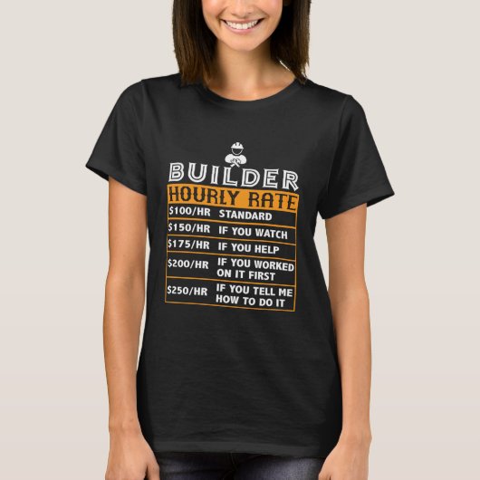 Builder Hourly Rate  Construction Worker Job Match Tシャツ (正面)