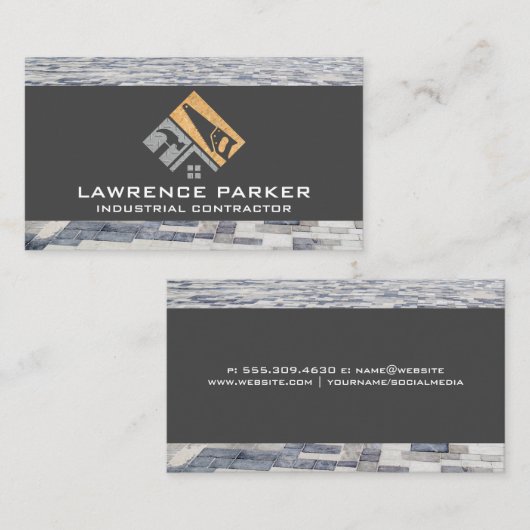 Builder Repair Icons | Construction Worker Logo 名刺 (正面/裏面)