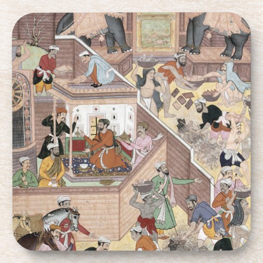 buildinを点検する皇帝Akbar (r.1556-1605) コースター (正面)