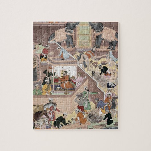 buildinを点検する皇帝Akbar (r.1556-1605) ジグソーパズル (縦)