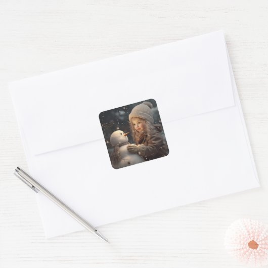 Building a Snowman スクエアシール (封筒)