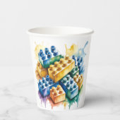 Building Block Splash Boy Birthday Party 紙コップ (裏面)